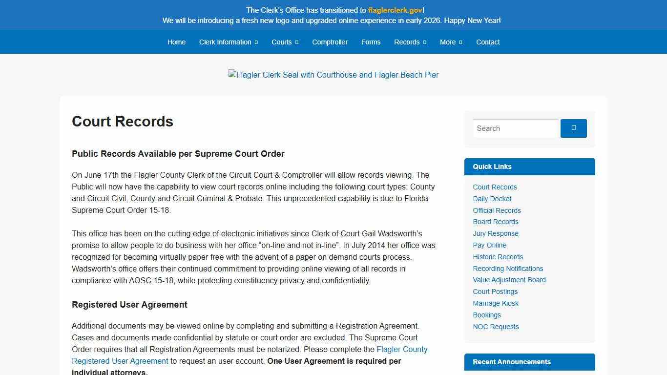 Court Records – Clerk & Comptroller, Flagler County, FL