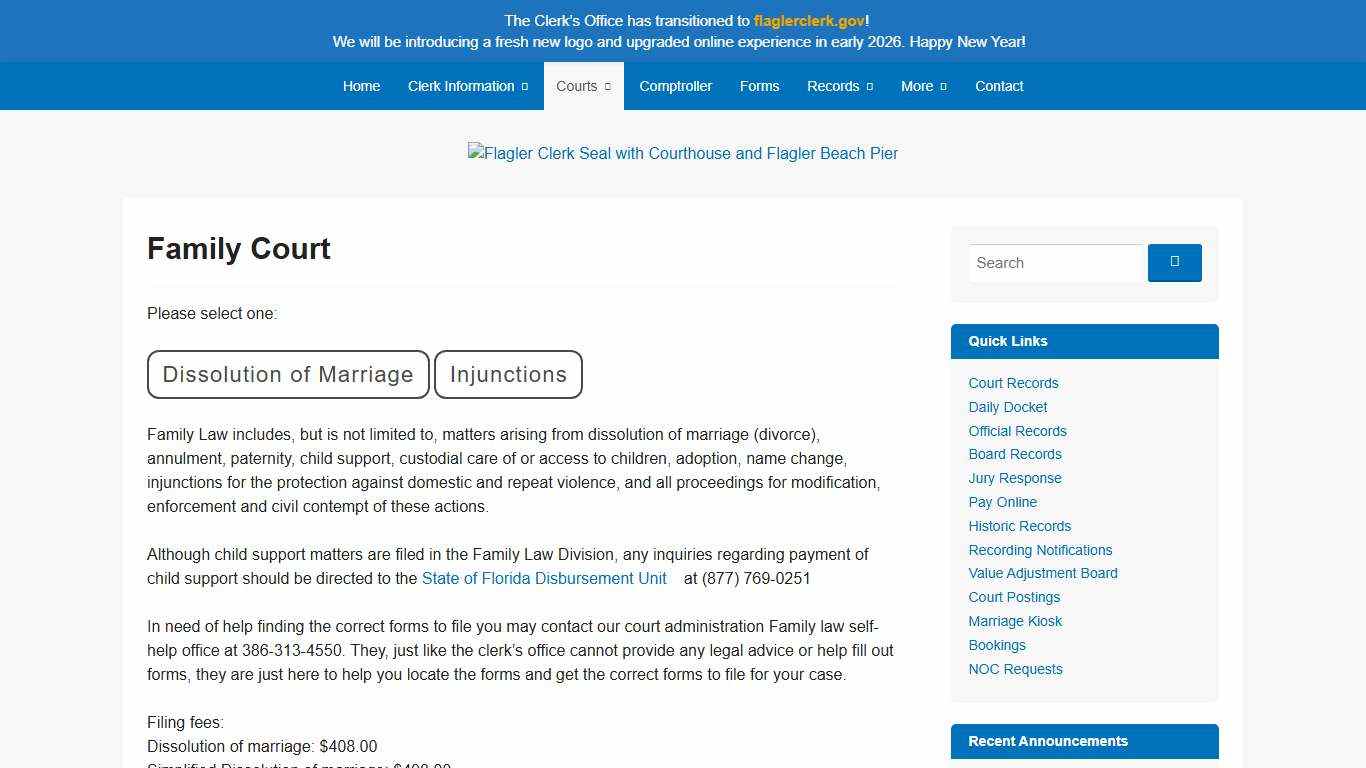 Family Court – Clerk & Comptroller, Flagler County, FL