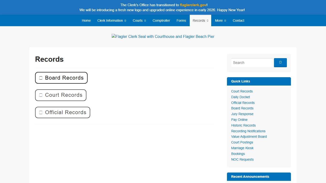 Records – Clerk & Comptroller, Flagler County, FL